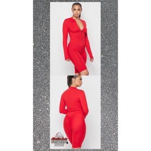 Red Long Sleeve Romper